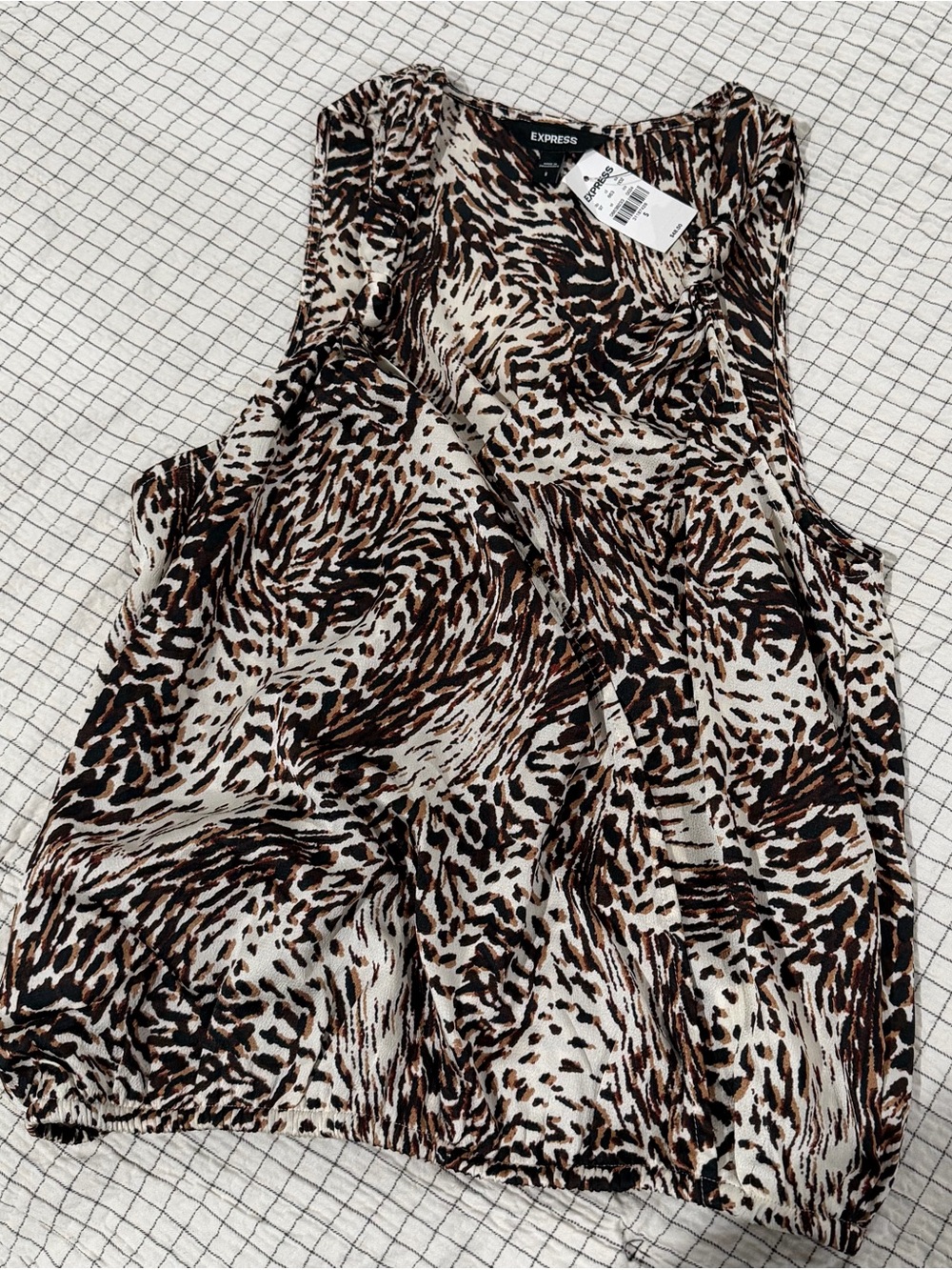 Express Brown and Cream Animal Print Sleeveless Camisole